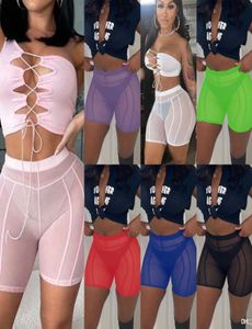 2022 Summer Women Women New Sexy Perspective Mesh Shorts High Coloque Hip Lift Slim Sports Yoga Casual Pants 8591598840