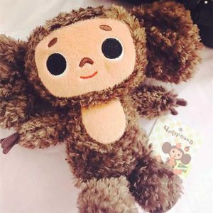 Animali di peluche imbottiti carini giocattolo di Cheburashka Monkey Big Rye e vestiti Doll Doll Russian Baby Children Sleep Applicazione per D240520