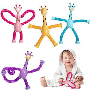 LED Toys Stretching tube giraffe puzzle toy novel decompression toy cartoon suction cup telescope giraffe shaped luminous childrens toy s24