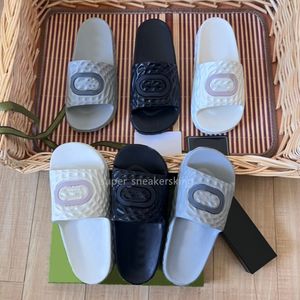 Designer Flat Slippers Men Women Interlocking G Slides Rubber Sandals Beach Summer Fall Mules Outdoor Waterproof Luxury Slides