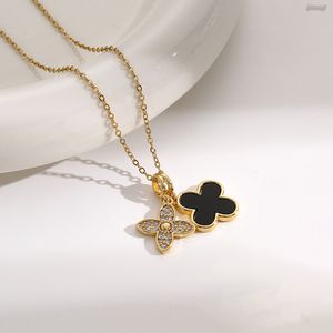 Stainless Steel Clover Necklace for Women White Black Luxury Designer Jewelry Elegant Charm 4 Leaf Love Whale Sailormoon Pendant Necklaces Wholesale