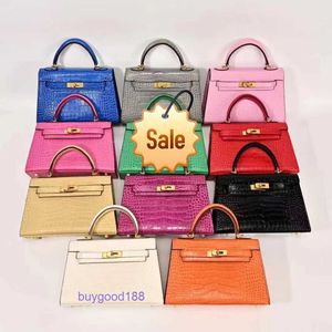 Topp damdesigner Ekollay Bag 2024 Ny mini Womens väska Real Leather Bag Handheld Crocodile Pattern Cowhide Second Generation Bag Single Shoulder Crossbody Small B