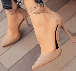 Vestiti nuove donne tacchi alti pompe sexy a stiletto puntato punta alla caviglia con tacchi alti tacchi di donna nero scarpe da sposa 2316914