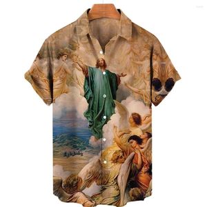 Camicie casual da uomo God Jesus Mary Hawaiian 3D Tops Women Fashion Short Short Button Abbassini unisex oversize