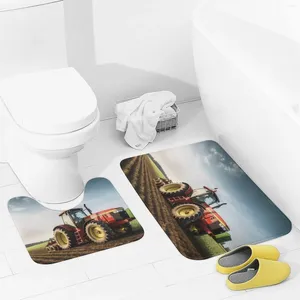 Коврики для ванной комнаты наборы 2 частя тракторная ферма абсорбирующее U-образное контурное туалетное коврик