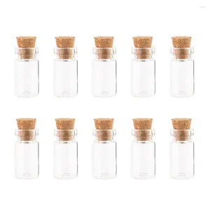 Garrafas 10pcs 1,5 ml decoração pequenas mini ornamentos de garrafa de vidro desejados contêiner de artesanato de arte de casamento claro frases de mensagem com cortiça