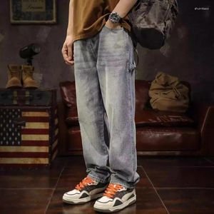 Herren Jeans American Retro Classic Blue Spring- und Herbst -Trend alle losen koreanischen lässigen, langen Hose