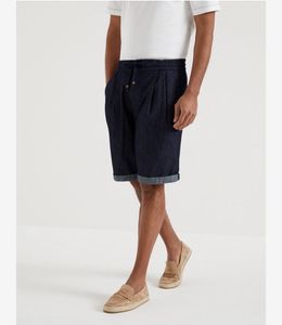 Men Shorts Brunello Summer Cucinelli Thin dżinsy Bawełniane krótkie