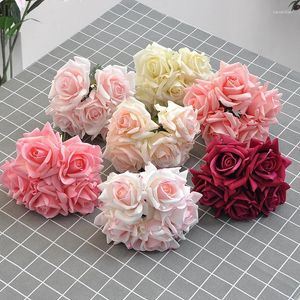 Decorative Flowers 5 Artificial Rolled Edge Rose Bouquets For Weddings Brides Roses Holding Home Decor Parties Table Decorations