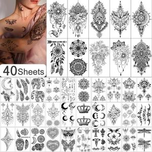 Metershine 40 листов очень большие хну Мандала временные татуировки для женщин и девочек Сексуальные татуировки 98099156954795