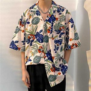 Large mens clothing US size short sleeved Hawaiian printed mens shirt short sleep