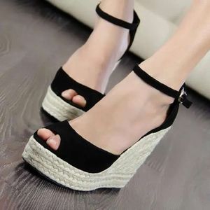 Wedge Sandals Women Summer Platform Sandal 2024 New Open Buckle Strap Peep Toe Shicay Disal D5E