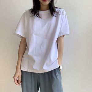 T-shirt branca curta para mulheres no verão, Instagram meio com mangas de novo tampo minimalista de estudante, tendência de camisa de base confortável de algodão puro