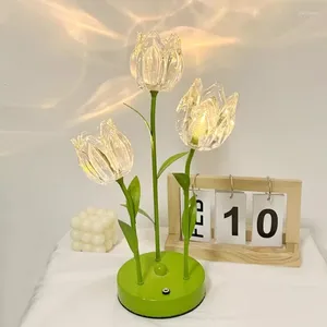 Table Lamps Creative Crystal Atmosphere Light Bedroom Bell Orchid Desk Lamp Luxury Senior LED Touch Switch Home Decoration