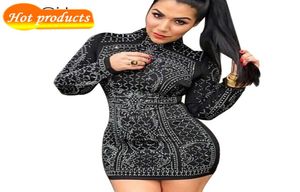 Sommaren 2016 Kim Kardashian Retro Rhine Black Bodycon Dress Long Sleeve Tight Plus Size Bandage Party Dresses Vestidos3251540