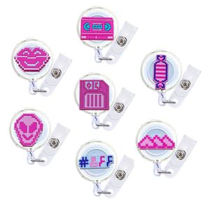 Lamineringsförsörjning Pink Battery Cartoon Badge Reel Infällbart sjuksköterska ID -kort Namn Hållare Rullar för medicinskt med alligatorklipp söt S otyfi