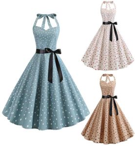 Женские белые платье в горошек Big Swing Vestidos Retro Robe Casual Prom Prome Party Платье 50 -х годов 60 -х годов винтажные платья6965928