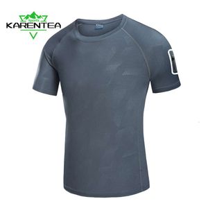 Karentea Men T-shirt sport Fiess Fashion Back Back Print Szybki suchy trening joggera na zewnątrz Top Bieganie oddychające TEE L240520