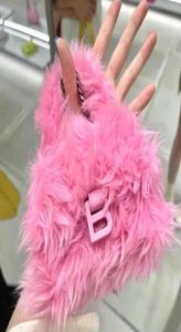 Bolsas de noite Pink Faux Fur Messenger inverno