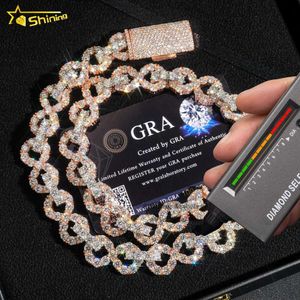 Trendy Fine Jewelry 13mm Infinity Link Design Pass Tester Sier Vvs Moissanite Diamond Iced Out Cuabn Chain Necklace