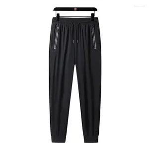 Calças masculinas Ultra-finas, gelo casual de seda elástica de seda moda Slim Fit confortável