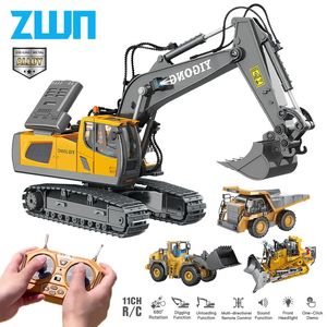 Zwn 24g Fernbedienung Bagger Muldenkipper RC Model Auto Spielzeug professioneller Legierung Plastik Simulationsbauton für Kinder 240520