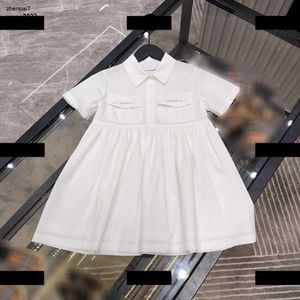Topp Kids Designerkläder Double Pocket Decoration Girl Dress High Quality Single Breasted Collar Kjol Summer Product May20
