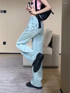 Kvinnors jeans GBB2989 Kvinnors sommarkoreanska 2024 Design Sense Star Print High midje Slim Wide Leg Pants