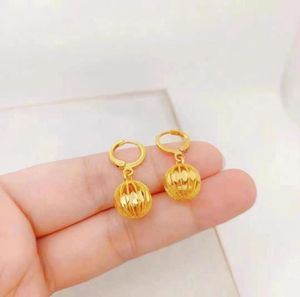 Never fade 24K gold filled Sparking hollow ball dangle drop Earrings Hoops Earring For Lovers039 Woman Girl Pendientes Brincos 5183906