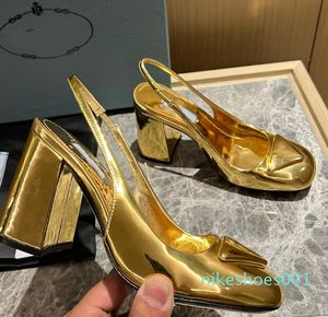 2024 Genuine Leather Casual shoe Pumps Ankle Strap Gold Dress Shoes 2024