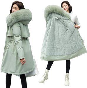 Cotton Liner Parker Parka Fashion Adjustable Waist Fur Collar Winter Jacket Women Solid Long Hooded Coats7622706