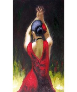 Figura dipinti ad olio ballerino flamenco in abito rosso bella donna tela arte per decorazione del bagno dipinte 5101963