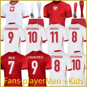 Lewandowski Polonia 24 Maglie da calcio a casa 2025 SHIRT POLSKANAZIONI SCHIATTO CALCIO KIDS MEN MILIK PISZCZEK PATEK GROSICKI KRYCHOWIAK POLLE