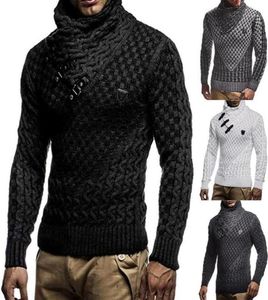 Men039s Sweaters Mens Splicing Long Slim High Collar Pullover Sweater Knitted Jumper Tops Show Up Unique Trend Turtelneck1239Q5711098