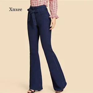 Calça de jeans feminina de cintura alta para mulheres jeans de jeans magra de tamanhos grandes de tamanhos de campainha, roupas finas roupas de roupas finas