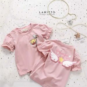 T-Shirts Girls Korean Kurzarm T-Shirt T-Shirt NEW NEUE KINDER SCHNELLE SCHLECHTE SCHLECHTE CARON TOP KINDRENS FODE T-SHIRT J240518