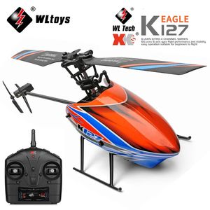 Wltoys XKS RC Helicopters K127 6AIXS Gyroskop 24G 4CH Single Blade Propellor Gyro Mini Helicotper för Kid Gift Toy V911 240520