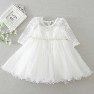 Girl's Dresses New baby girl dress shower dress white lace baby shower party wedding princess dress baby clothing 0-24M d240529