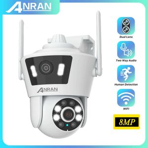 ワイヤレスカメラキットANRAN 8MP WiFiセーフティカメラデュアルレンズ4MP PTZモニタリングカメラIP66防水安全ポートカラーナイトビジョンJ240518