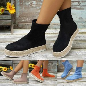 Walking Shoes Leather Boots för kvinnor Midkalv med klackstövlar Wide Womens 11