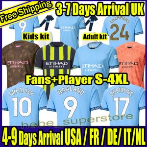 S-4XL 23 24 25 Cities Man Chesters Soccer Jersey Kid Kit Foden Haaland de Bruyne 2024 2025ホームアウェイ3番目のプレイヤーバージョンサッカーシャツ中国新年特別ホワイト