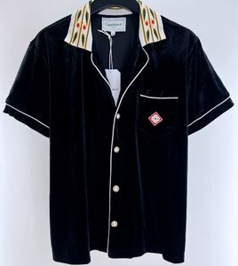 Casablanca Designers Men camisa pólo Manga curta Veludo de alta qualidade Button preto masculino