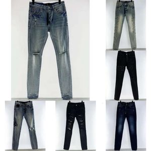 Mens Purples Jeans Designers Jean Hombre byxor män broderi lapptäcke rippade varumärke motorcykelbyxa mager rippade för trend vintage s