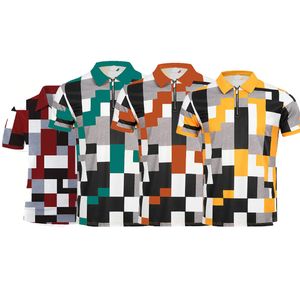 Camas de pólo masculinas Estilo de lazer Polos de mangas curtas Plaid Summer Plaid