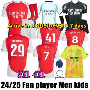 24/25 Gunners G.Jesus Havertz Soccer Jerseys 2023 Arsen Thomas Trossard Rice Tierney Smith Rowe Shirt Saliba Odegaard Saka Martinelli Football Kid Kit Uniforms