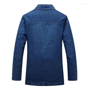 Męskie garnitury męskie dżinsowe menu mody bawełniany vintage garnitur wierzchnia męska niebieska płaszcz kurtka szczupła dżinsy blezery top 4xl