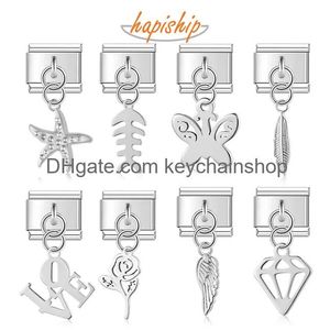 Charms Hapiship 2024 Новые женщины Butterfly Love Fish Fish Italian Links Charm Fit 9 мм из нержавеющей стали драгоценности DIY Сделать DJ1516 OT4NL