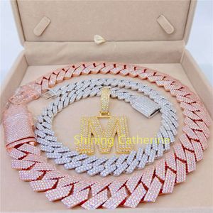 20mm Icy Chain Women Men Rose Gold Plated Hip Hop Jewelry VVS Moissanite Cuban Necklace