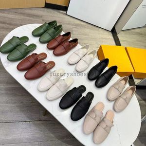 Capri Loafers Desiger Sandals Women Shoes Genuine Leather Slippers Flat Mules Slingback Loafer Ladies Lazy Mule Summer Beach Flip Flops 5.17 01