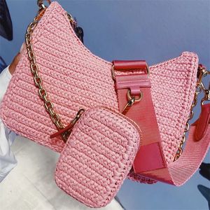 10a Qualität Modehörde Strandtaschen dreiteils Set Frauen Mini Handtasche Clutch Crossbody Hobo Totes Tasche Herren Luxusdesigner Webe mit Gurtgehaltsehnungssüchtigen Taschen